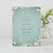 Invitation Mariage Eucalyptus au feuillage de céladon poussié (Debout devant)