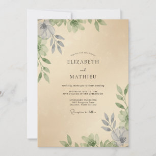 Invitation Mariage Eucalyptus au feuillage de Champagne