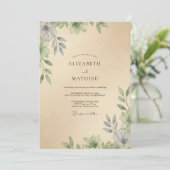 Invitation Mariage Eucalyptus au feuillage de Champagne (Debout devant)