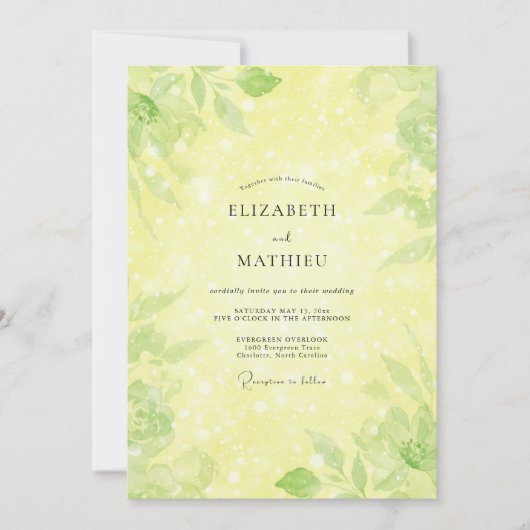 Invitation Mariage Eucalyptus au Feuillage de Citron (Devant)