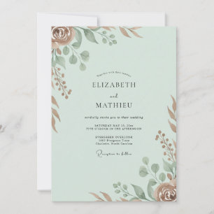 Invitation Mariage Eucalyptus au Feuillage de Cuivre Céladon