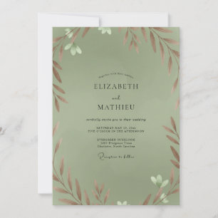 Invitation Mariage Eucalyptus au feuillage de cuivre sauge