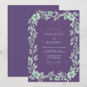 Invitation Mariage Eucalyptus au feuillage de menthe améthyst (Devant / Derrière)