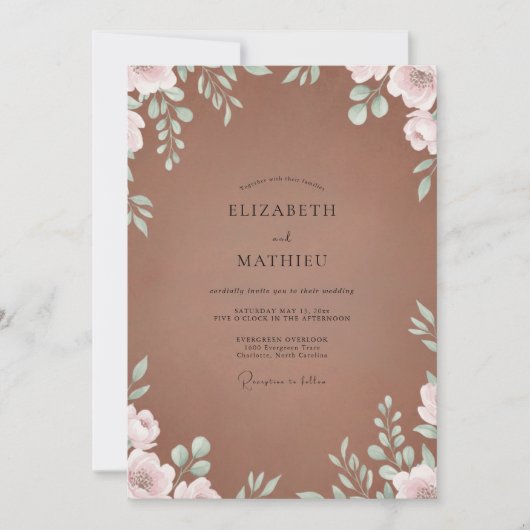 Invitation Mariage Eucalyptus au feuillage de menthe argile (Devant)