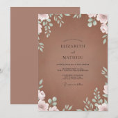 Invitation Mariage Eucalyptus au feuillage de menthe argile (Devant / Derrière)