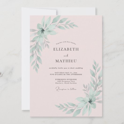 Invitation Mariage Eucalyptus au feuillage de menthe douce (Devant)