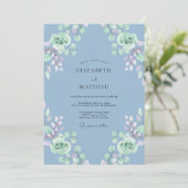 Invitation Mariage Eucalyptus au feuillage de menthe pervench (Debout devant)