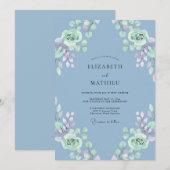 Invitation Mariage Eucalyptus au feuillage de menthe pervench (Devant / Derrière)