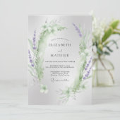 Invitation Mariage Eucalyptus au feuillage de menthe violette (Debout devant)