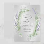 Invitation Mariage Eucalyptus au feuillage de menthe violette (Devant / Derrière)