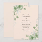 Invitation Mariage Eucalyptus au feuillage de pêche pâle (Devant / Derrière)