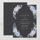 Invitation Mariage Eucalyptus au feuillage de Pervenche au Ch (Devant / Derrière)