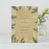 Invitation Mariage Eucalyptus au Feuillage de Pin Ocre (Debout devant)