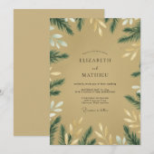 Invitation Mariage Eucalyptus au Feuillage de Pin Ocre (Devant / Derrière)