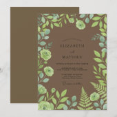 Invitation Mariage Eucalyptus au feuillage de pistache marron (Devant / Derrière)