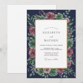 Invitation Mariage Eucalyptus au feuillage de prune de minuit (Devant / Derrière)