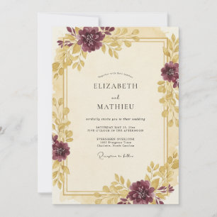 Invitation Mariage Eucalyptus au feuillage de prune dorée