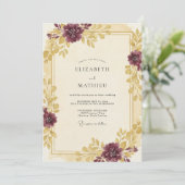Invitation Mariage Eucalyptus au feuillage de prune dorée (Debout devant)