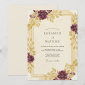 Invitation Mariage Eucalyptus au feuillage de prune dorée (Devant / Derrière)