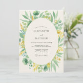 Invitation Mariage Eucalyptus au Feuillage d'Olive Citron (Debout devant)