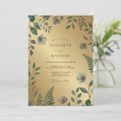 Invitation Mariage Eucalyptus au Feuillage d'Olive Doré (Debout devant)