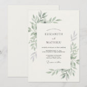 Invitation Mariage Eucalyptus au Feuillage d'Olivier (Devant / Derrière)