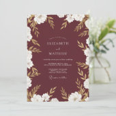 Invitation Mariage Eucalyptus au Feuillage Doré Carmin (Debout devant)