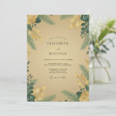 Invitation Mariage Eucalyptus au Feuillage Doré Moutarde (Debout devant)
