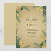 Invitation Mariage Eucalyptus au Feuillage Doré Moutarde (Devant / Derrière)