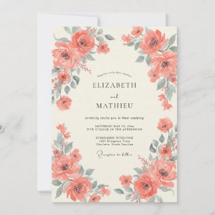Invitation Mariage Eucalyptus au feuillage gris abricot