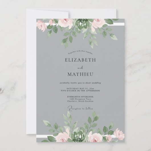 Invitation Mariage Eucalyptus au feuillage gris acier (Devant)