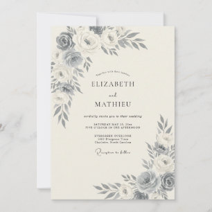Invitation Mariage Eucalyptus au Feuillage Gris Ardoise