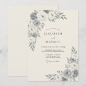 Invitation Mariage Eucalyptus au Feuillage Gris Ardoise (Devant / Derrière)