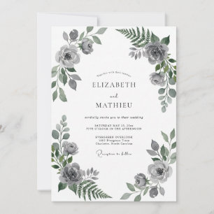 Invitation Mariage Eucalyptus au Feuillage Gris Argent