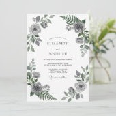 Invitation Mariage Eucalyptus au Feuillage Gris Argent (Debout devant)