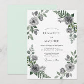 Invitation Mariage Eucalyptus au Feuillage Gris Argent (Devant / Derrière)
