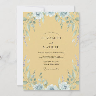 Invitation Mariage Eucalyptus au feuillage gris moutarde