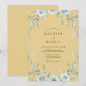 Invitation Mariage Eucalyptus au feuillage gris moutarde (Devant / Derrière)