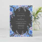 Invitation Mariage Eucalyptus au Feuillage Indigo Pervenche (Debout devant)