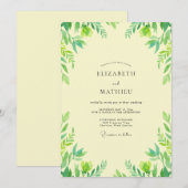 Invitation Mariage Eucalyptus au Feuillage Jaune Beurre (Devant / Derrière)