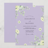 Invitation Mariage Eucalyptus au Feuillage Jaune Lilas (Devant / Derrière)
