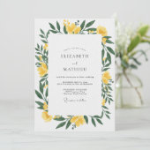 Invitation Mariage Eucalyptus au Feuillage Jaune Moutarde (Debout devant)