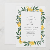 Invitation Mariage Eucalyptus au Feuillage Jaune Moutarde (Devant / Derrière)