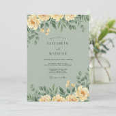 Invitation Mariage Eucalyptus au Feuillage Jaune Pâle (Debout devant)