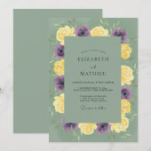 Invitation Mariage Eucalyptus au feuillage jaune pourpre (Devant / Derrière)