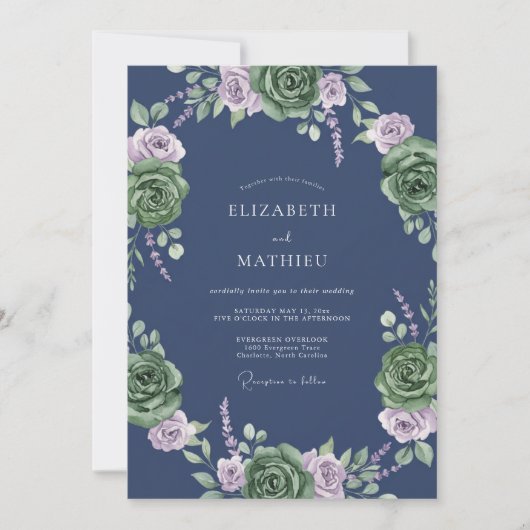 Invitation Mariage Eucalyptus au feuillage lilas ardoise (Devant)