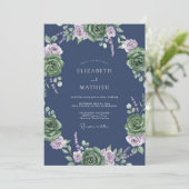 Invitation Mariage Eucalyptus au feuillage lilas ardoise (Debout devant)