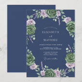 Invitation Mariage Eucalyptus au feuillage lilas ardoise (Devant / Derrière)