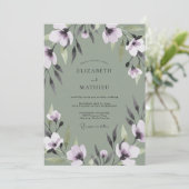 Invitation Mariage Eucalyptus au Feuillage Lilas Olive (Debout devant)