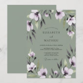 Invitation Mariage Eucalyptus au Feuillage Lilas Olive (Devant / Derrière)